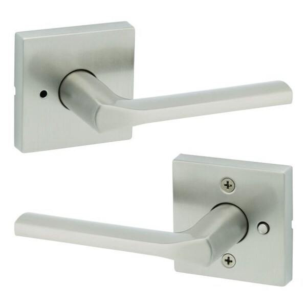 Kwikset Lisbon Lever with Square Rose Privacy Door Lock with 6AL Latch and RCS Strike Satin Nickel Finish 730LSLSQT-15 - main